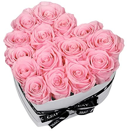 EG EMMIE GRAY Classic Infinity Rosenbox | Herz | Weiß – Traumhafte Infinity Rosen, 1-3 Jahre haltbare Rosen, Flowerbox mit echten, konservierten Rosen, edle Premiumrosen (M, Bridal Pink)