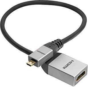 celexon Adaptateur Micro HDMI vers HDMI-A Femelle Pro avec Ethernet 2.0a/b 4K, 0,25cm - HDMI-D (Micro) vers HDMI-A - 18Gps 4K, UHD, 4096x2160p @60Hz, 8 Bit, HDR - Plug&Play - Pro