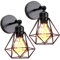 TOKIUS Lampada da Parete Interna Industriale Applique da parete Gabbia Interno E27 Metallo Lampadari e Plafoniere Cucina regolabile 180° Per Cucina Camera da letto (Nero, 2 pezzi)