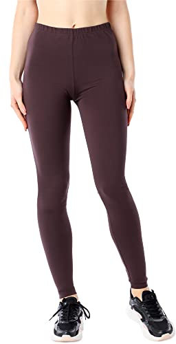 Bellivalini Damen Lange Leggings aus Bio-Baumwolle BLV50-183 (Braun, XL)
