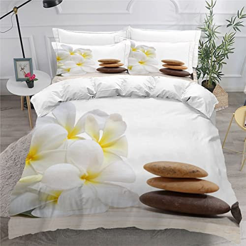 Bettwäsche 135x200 cm Kinder Jungen Mädchen Bettwäsche Set Zen Spa Zen Massage Stein Bettbezug Set mit 2 Kissenbezüge 80 x80 cm Bettwäsche Set 4 Teilig Flauschig Bettwäsche