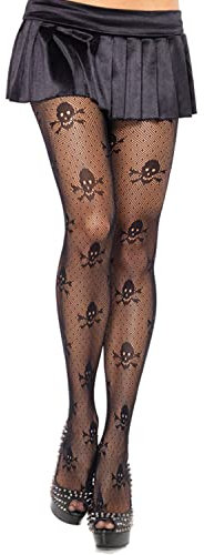 Forevers Calze A Rete Collant Elasticizzato Donna Vita Alta Collant A Rete Calze a Rete per Ragazze Signore,cranio