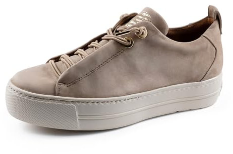 Paul Green Low-Top Sneaker Damen - Eva-Sohle, Elastische Schnürsenkel, Softes Leder Komfort - Büro & Freizeit Damenschuhe - Beige 16x