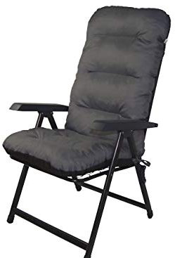 Bjird 2 x Stuhlauflagen für Gartenmöbel Sitzpolster für Hochlehner Gartenmöbelauflagen, Chair, Gartenstuhl-Auflage - 120 x 48 x 7 cm - Grau/Graphit - 2 Stück