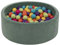 KiddyMoon Piscine À Balles pour Bébé Velours Rond 90X30cm/200 Balles 7Cm Fosses À Boules Jouet Enfant, Vert Forêt: Vert Cl/Jaune/Turq/Orange/R.Foncé/Violet