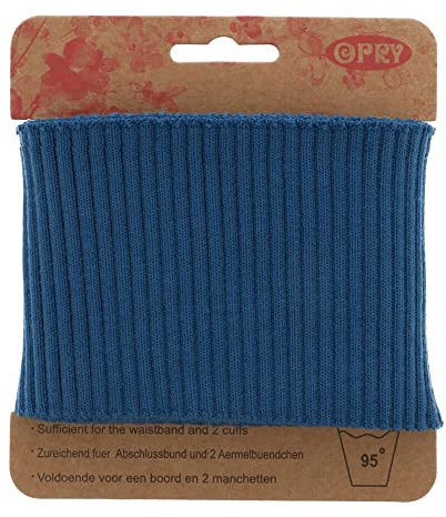 Nähmit Grobstrick - Cuff Fertigbündchen 110cm lang - Rippenstrick - grob gerippt Bündchen für Jacken Mantel Lederjacke - für Ärmel Kragen oder Abschluss Bund (A16-jeansblau)