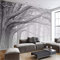 Papier Peint Panoramique Arbre Noir Et Blanc Papier Peint 3D Personnalisés Intissé Décoration Murale 300x210cm
