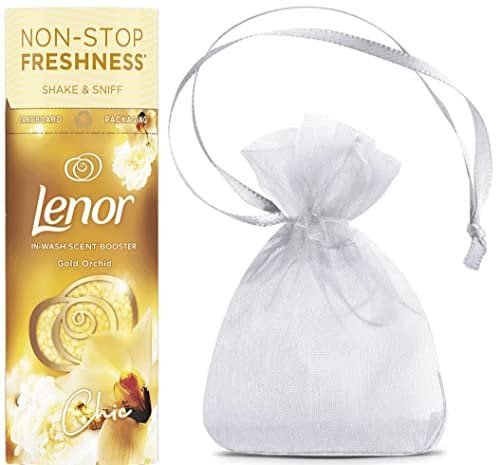 Fairy & Lenor Laundry Perfume in-Wash Scent Booster Beads, 176gr + Our Gift for You: Organza Bag Size: 9x7x0.1cm - Choose 1 Fragrance (Gold Orchid Scent)