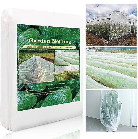 SESAMIS Gemüsenetz Garten, 2,4m x 3m/5m/7m/10m insektenschutznetz, Gartennetze für Pflanzen Gemüse, Früchte, Blumen(2.4mx5m)