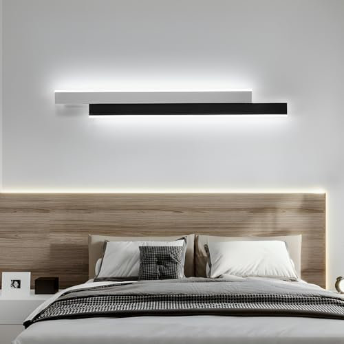 niuniaj 20W Wandlampe Innen,LED Wandleuchte Innen,80CM Wandleuchte Lang,Kaltweiß 6000K,Wandlampe Design Schwarz+Weiße für Wohnzimmer, Schlafzimmer, Treppenhaus, Arbeitszimmer