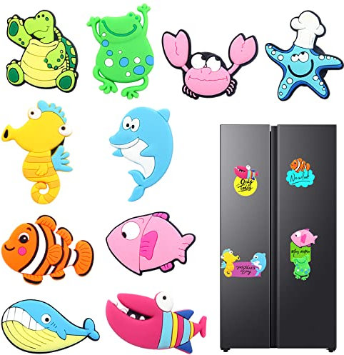 Calamite Silicone per Bambini - 10 Pezzi Calamite Bambini - Calamite Frigorifero- 3D Forte Simpatico Muliticolor Magneti per Frigorifero, per Cucina Domestica, Ufficio Calamite Frigo