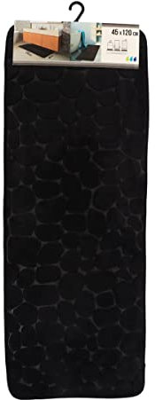 LiKeKa® Badezimmerteppich, Weiche Badematte rutschfest & Maschinenwaschbar – Wasserabsorbierender Badteppich mit Memory Foam&Mikrofaser aus Polyester, Badvorleger 45x120 cm (Black)