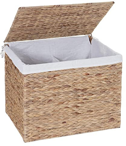 Décoshop26 Panier à Linge Coffre de Rangement 2 Compartiments Jacinthe d'eau 50x60x43cm 129L 04_0003774