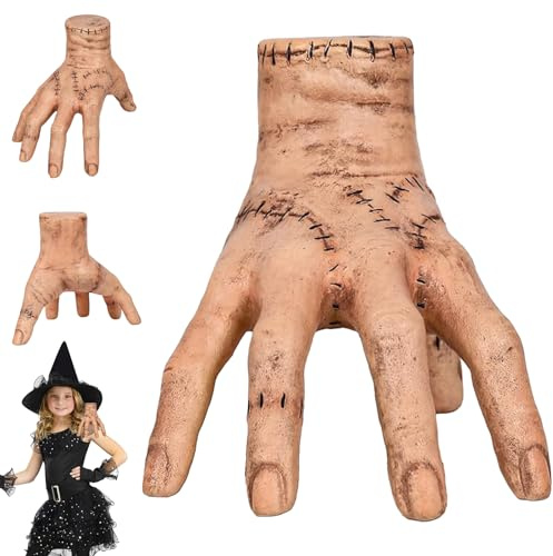FMKLDENA Wednesday Hand Halloween Dekoration - Gruselige Eiskalte Latex Hand Requisiten für Cosplay & Party