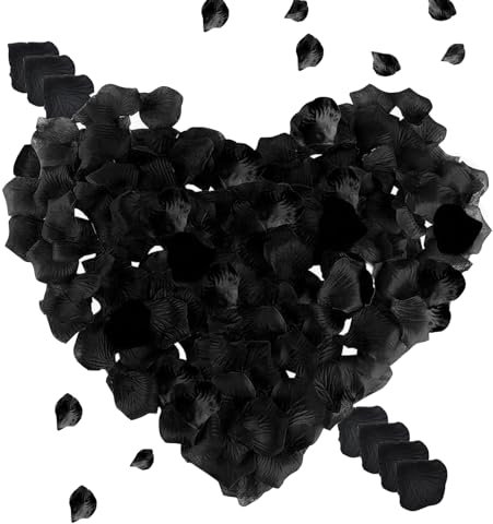 Probuk Petali di Rosa 1200pcs Seta Artificiali Foglie di Rosa Finti Nero, Decorazione Romantica per Matrimonio San Valentino Festa Proposta Matrimonio Atmosfera Natale