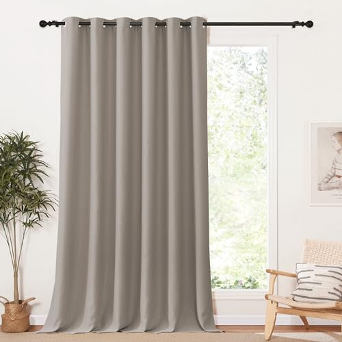 PONY DANCE Wohnzimmer Gardine 1 Stück H 245 x B 200 cm Verdunklungsvorhänge Thermovorhang Hitzeschutz Extra Breite Gardinen mit Ösen Vorhang Verdunkelung, Sandfarben