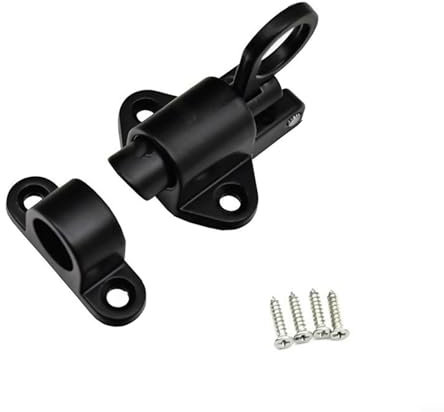 Hasaller Automatische Türriegel, Federverriegelung, Bounce Türriegel, mit 4 Schrauben für Fenster, Schuppen, Tor, Toilette, WC Schlafzimmer (schwarz)