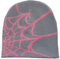 RYMAUP® Spinnennetz Beanie - Y2k Baggy Slouchy Mütze, Leichte Jersey Skull Cap für Herbst Frühling, Grau + Rosa
