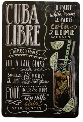 Cocktail Cuba Libre blechschild - metallschild - metall poster - retro schilder - blech - wanddekoration - vintage schild - metal sign - dekoschild - mancave - männerhöhle