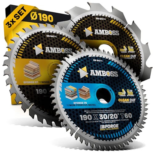 Ø190 x 30 Akku Hand- Kreissägeblatt Set passend für Metabo KS 18, Makita DHS783, Einhell TP-CS 18, DeWalt DCS57 - AMBOSS WERKZEUGE® 190x30 Sägeblatt Sortiment