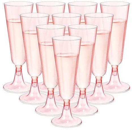 YAMSLAM 50 flute da champagne in plastica rosa trasparente, calici da champagne rosa, bicchieri usa e getta per feste e matrimoni