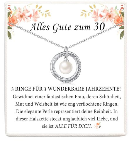 FAOMZQ Geschenk 30. Geburtstag Frau, Perle Halskette für Frauen zum 30 Geburtstag, Geburtstagsgeschenk für Frauen, Frau, Freundin, Schwester, Tochter, Tante, Enkelin