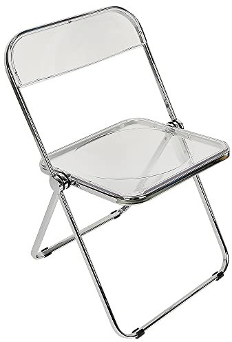 OHMG Klappstuhl für Haustiere, aus Metall, transparent, Tragfähigkeit von 150 kg, für Esszimmer, Wohnzimmer, Garten, Eingangsbereich, Klappstuhl innen & außen mit Metallstruktur