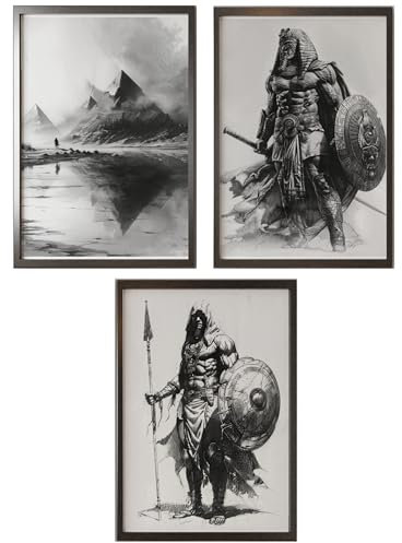 MJ-GRAPHICS® Poster Set Ägypten Krieger Jungen Gamer & Jugendzimmer Bilder Assassin’s Poster Gaming Zimmer Deko, 3xA2 Ritter, Pharao Medjay Bilder Wanddeko Deko Bilder Gamer Deko Bilder ohne Rahmen