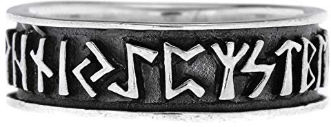 Windalf Antik Vintage Wikinger Ring RUNA 6 mm Runen Vikings Glücks- & Freundschaftsring Nordischer Power-Schmuck 925 Sterlingsilber (Silber, 66 (21))