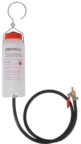 MOTO4U Auxiliary Gas Tank Universal Motorcycle Repair Tool Kit - 500ml Fuel Container With Hose and Cut Off Valve