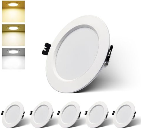 FWoche LED Einbaustrahler Ultra flach 10W 230V, LED Spot Deckenspots Einbauleuchten Deckenstrahler 3000K Warmweiß 6000K Kaltweiß 4000K Neutralweiß für Badzimmer Wohnzimmer, 6er Set