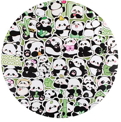 Calkkrer 100 Stück Niedliche Panda Aufkleber, Süße Tiere Sticker Set, Wasserdicht Vinyl Panda Sticker für Kinder, Laptop, Handyhülle, Panda Deko, Süße Panda Tier Aufkleber