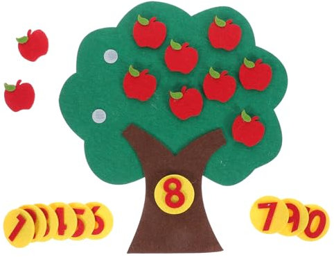 Tofficu Zahlen-Filzbaum-Brett Additions-Subtraktionsspiele Unterrichten Kindergarten-Zahlenzählspiel Apfelbaum-Zahlenvergleichsspiel Für Das Lernen Im Vorschulalter