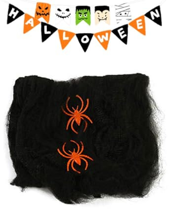 Telaraña decorativa, telaraña de Halloween,Telaraña decorativa espeluznante - Suministros de festivales multifuncionales, telarañas de buena adherencia para interiores y