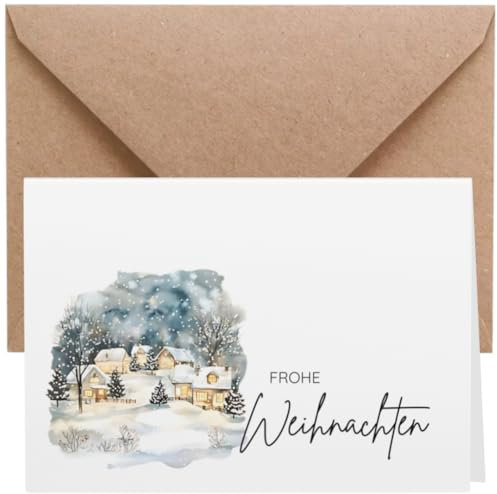 ZETTMANN® 20er Premium Weihnachtskarten mit Umschlag Set - 10 Weihnachtskarten und 10 Umschläge - Grußkarten Weihnachten (Landschaft)