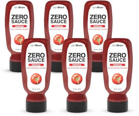 GymBeam ZERO SAUCE Ketchup - Ketchup ohne Zucker, nur 9 kcal pro 100 ml, fettfrei, cremig, vegan, Light-Sauce für Gemüse, Fleisch & Pasta, praktische Verpackung, kalorienarm (320 ml (6er pack))