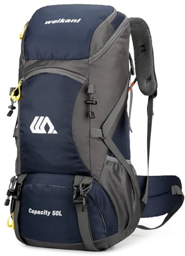 Ezmina 50L Hiking Backpack Waterproof Camping Backpack Hiking Daypack Travelling Backpack for Men and Women Large Rucksack for Climbing Travel Touring Skiing Trekking Outdoor Sport