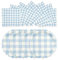 PUEVENYI Lot de 50 assiettes et serviettes jetables en papier vichy bleu clair de 17,8 cm pour fête prénatale, anniversaire, mariage