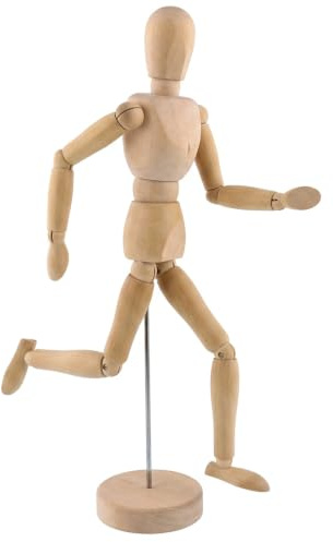 20cm Wooden Mannequin Body - Fully Articulated Artist Drawing Mannequin with Stand, Male Figure Model for Sketching, Art Classes & Home Decoration
