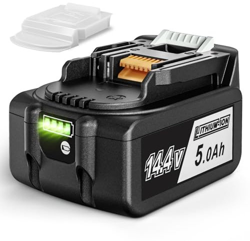 Quantrex 14.4V 5.0Ah Li-ion Batteria di ricambio per Makita 14.4V batteria BL1430 BL1440 BL1450 BL1415 BL1415N con indicatore LED con coperchio della batteria