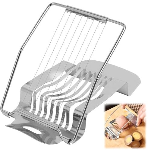 Eierschneider, Schwerlast Metall Eierschneider Cutter für gekochte Eier Spülmaschinenfest, 2 in 1 Schneidgerät für Eier, Obst und Gemüse, Kompakt für einfache Lagerung