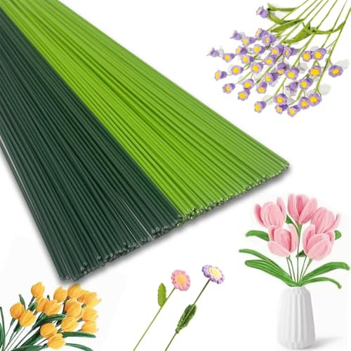 WWYSSZ Tallo Floral Alambres Floristeria 2 mm, 50 Verde + 50 Verde Claro, 30 cm Varillas de Alambre para Flores, Tallos de Alambre para Flores Artificiales, para Manualidades, Ramos de Flores, DIY