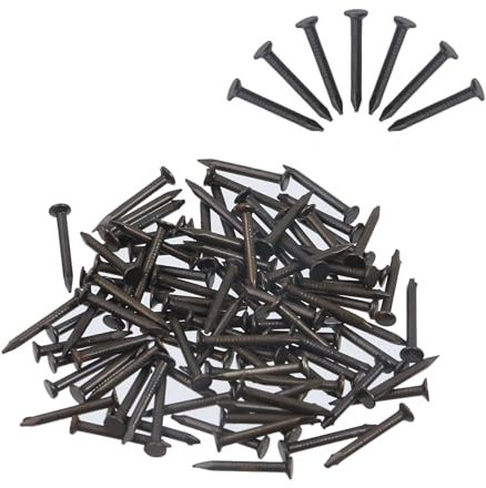 Oedema 100 Pcs 0.6 Inch Hardware Nails Flat Head Steel Long Nails Wall Hanging Nails for DIY Woodworking