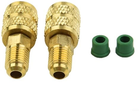 HomeVortex R32 R410a Adattatore in ottone AC da 5/16 a 1/4 di pollice SAE maschio femmina connettore di conversione per valvola del sistema di condizionamento d'aria Strumenti HVAC professionali Set