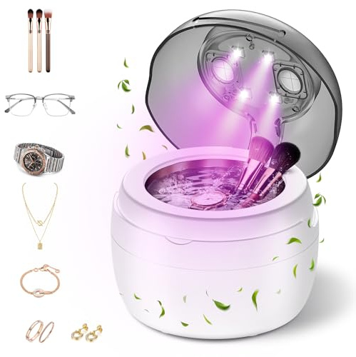 Nettoyeur à ultrasons | Nettoyeur à ultrasons 45 kHz avec 4 modes et affichage numérique de la minuterie | Nettoyage silencieux à 360° pour pinceaux de maquillage, lunettes, colliers, bagues |