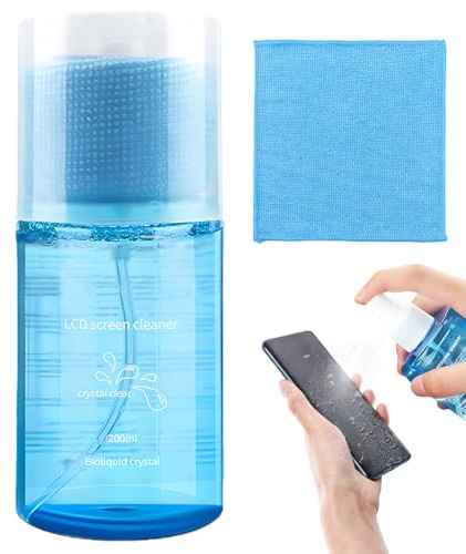 200ml Kit Pulizia Pc, Detergente Schermi Elettronici, Pulisci Schermo Pc + Panno Microfibra Schermo, Spray Pulizia Schermo per Monitor, Laptop, Tablet, Display di Computer