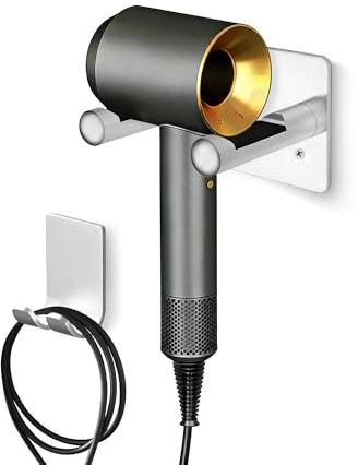 OlBuWa Haartrockner-Halterung für Dyson Supersonic Haartrockner | Rostfreier Aluminium Haartrockner Halter mit Kabelhalter & Kratzschutz, Föhn Halterung für Badezimmer & Schlafzimmer