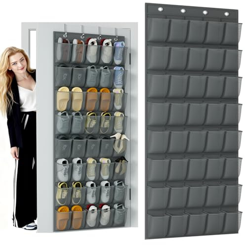 VERONLY Over the Door Shoe Organiser, 40 Large Breathable Mesh Pocket,Space Saving Hanging Shoe Rack,Shoe Storage Holder for Entryway Bedroom Closet