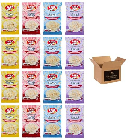 Eazy Pop Magicorn Microwave Popcorn – Sweet, Salted & Butter Flavours | Ready in Minutes Cinema Style Popcorn | Vegetarian Snack for Parties & Family Treats | (Case of 16, Mix-Assorted)