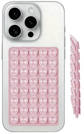 KAHZOR 1 Pezzo Ventosa per Telefono, Ventosa per Cellulare in Silicone Quadrato, Accessori per Cellulari, Porta Smartphone Antiscivolo per Selfie e Video,Hands-Free, Accessori Telefono(Rosa)